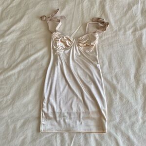 Garage Cream Velvet Mini Dress